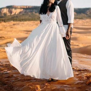 LuLu's White Maxi Bell Sleeve Dress